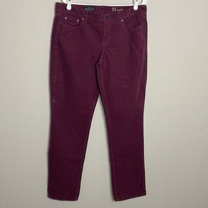 J.Crew Maroon Corduroy 5-Pocket Pants- 31